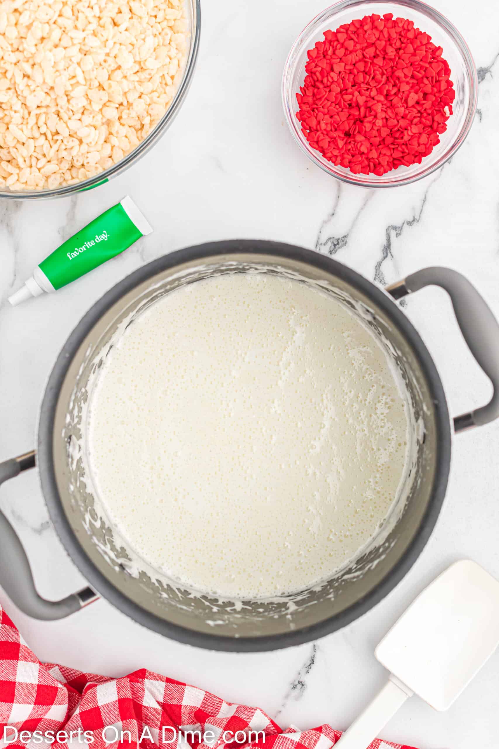 Melting marshmallow in a saucepan