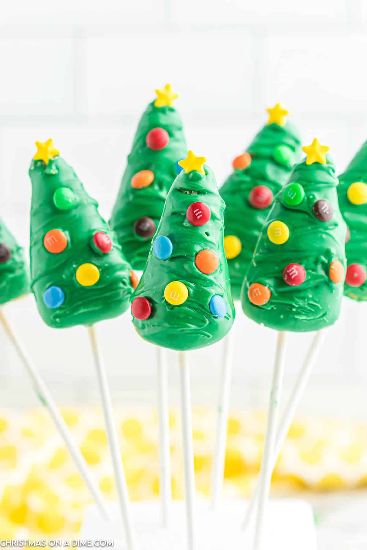 Christmas Tree Cake Pops stick in a jar
