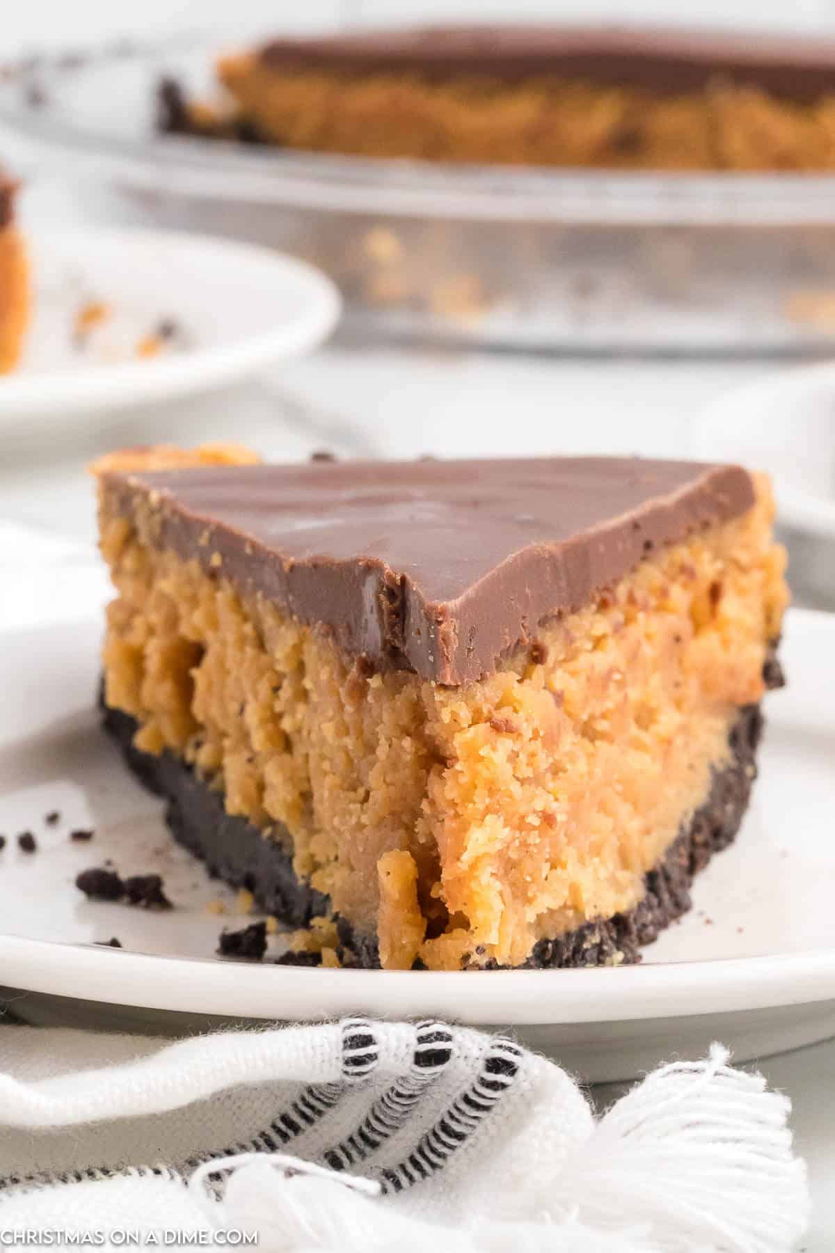 Slice of Buckeye Pie on a plate