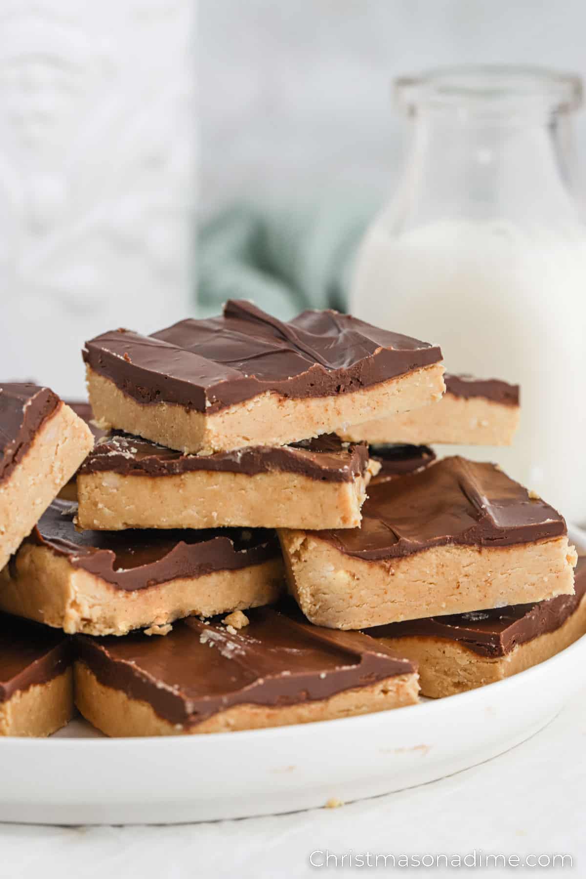 Buckeye bars stacked on a platter