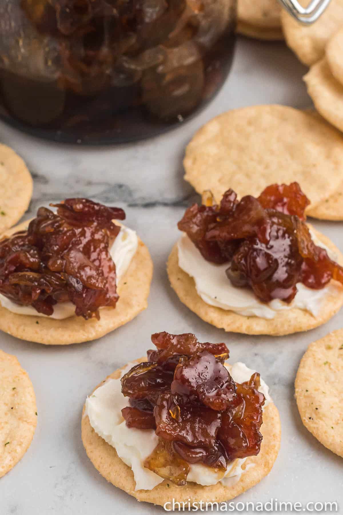 Bacon Jam on crackers and cheese