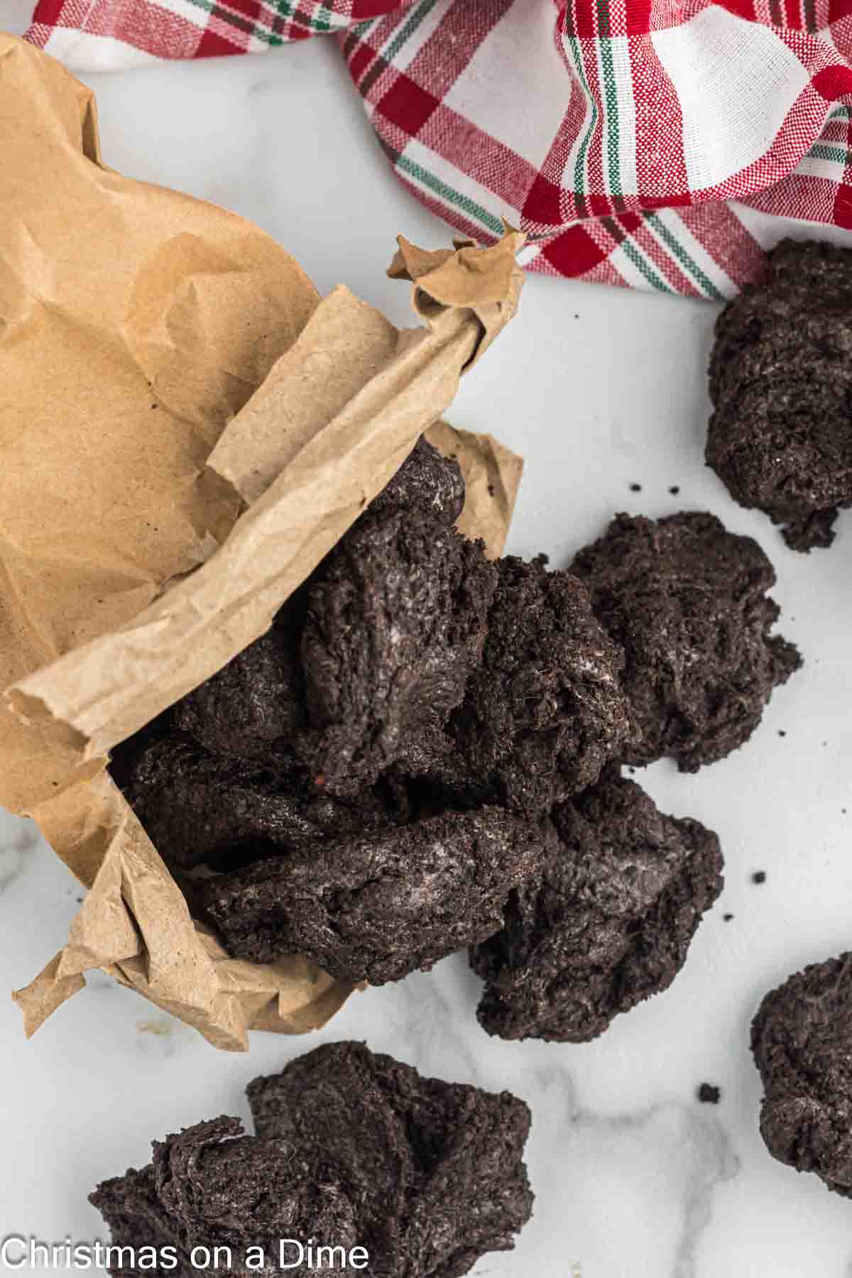 Christmas Coal Candy in a brown paper bag